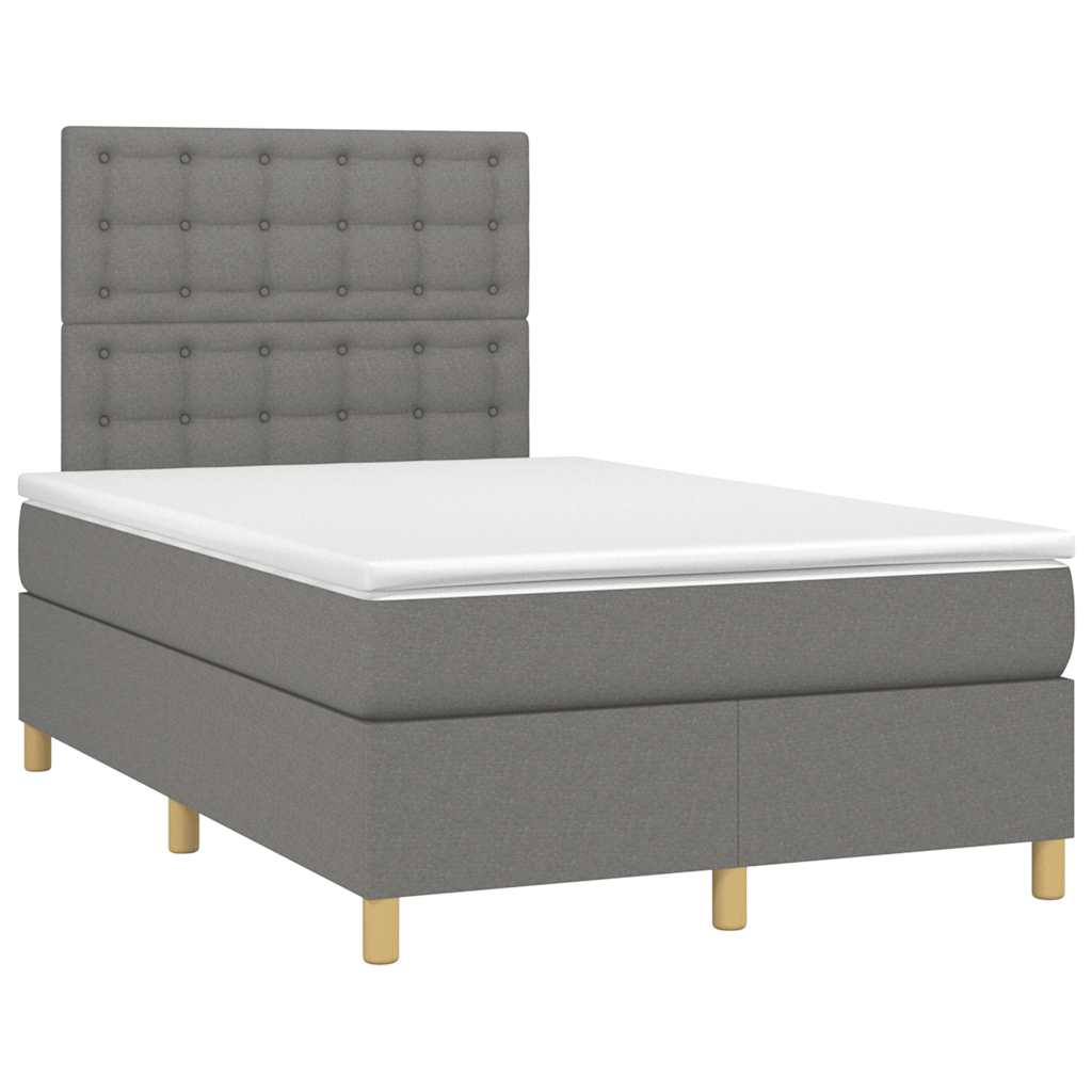 Sommier à lattes de lit avec matelas gris foncé 120x190cm tissu