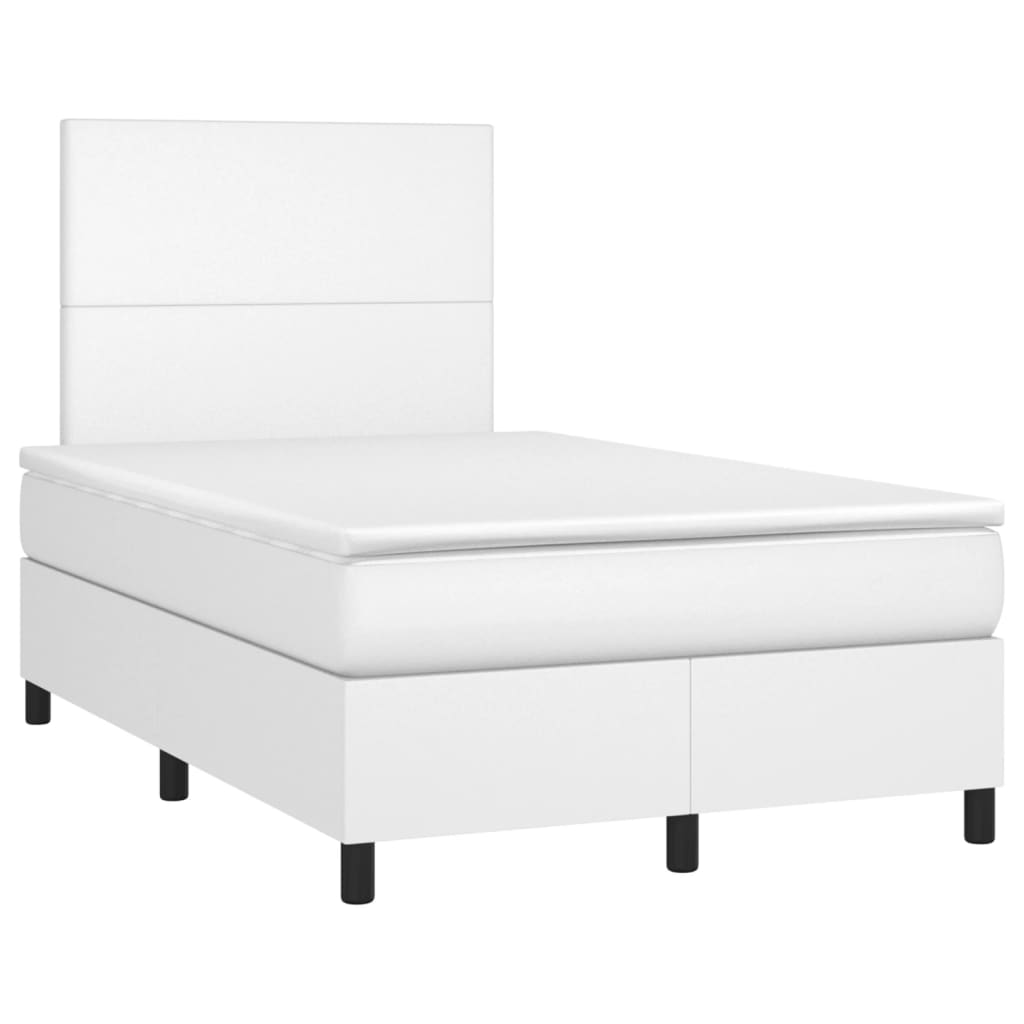 Sommier à lattes de lit avec matelas blanc 120x190cm similicuir