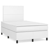 Sommier à lattes de lit avec matelas blanc 120x190cm similicuir