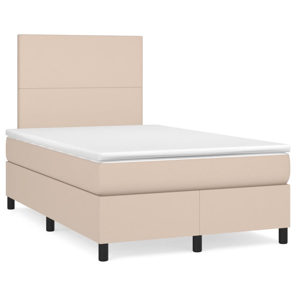 Sommier à lattes de lit matelas cappuccino 120x190cm similicuir