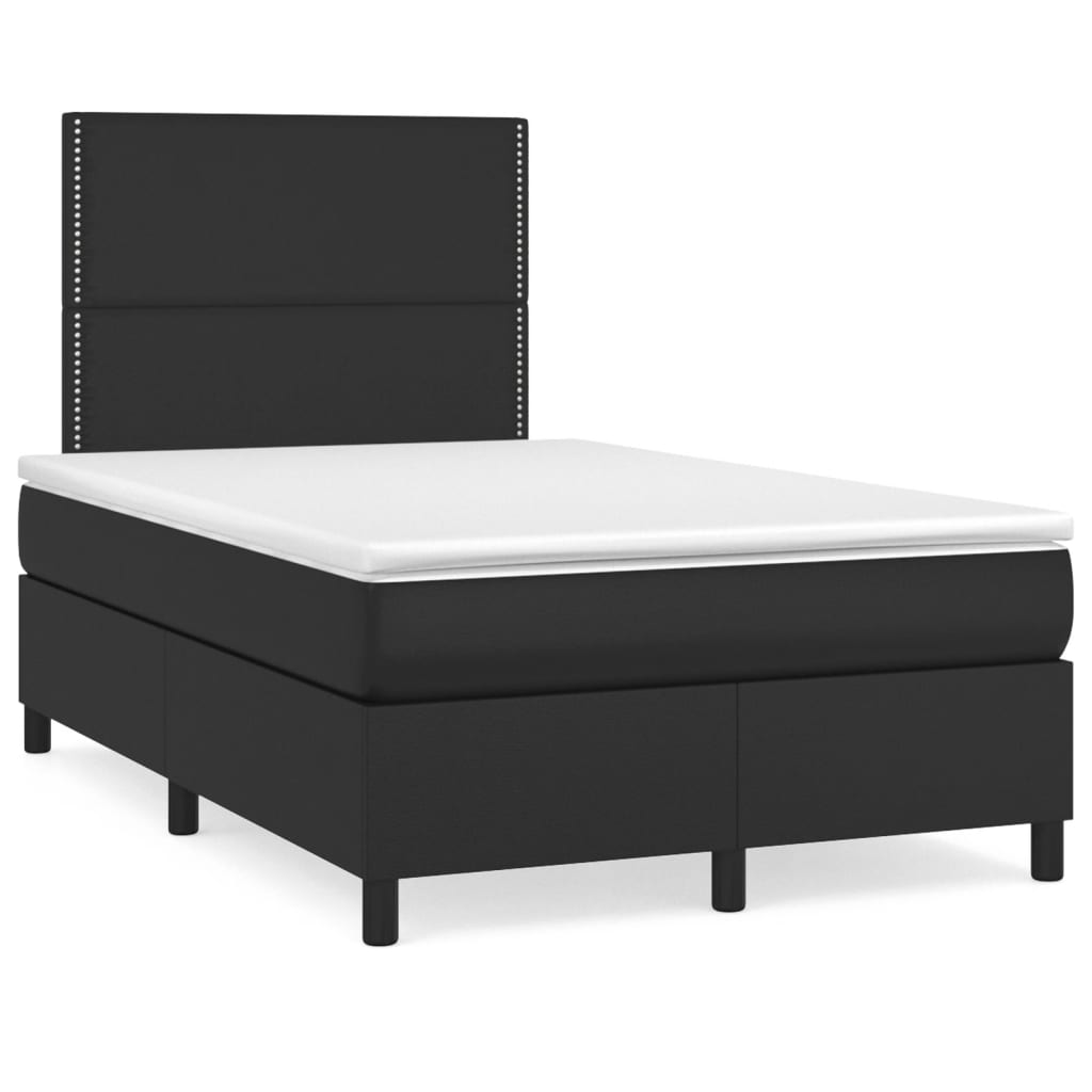 Slatted bed base with black mattress 120x190 cm imitation leather