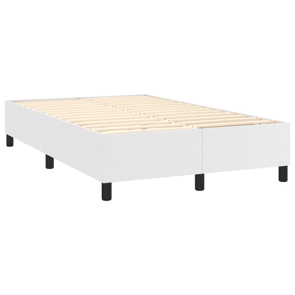 Sommier à lattes de lit avec matelas blanc 120x190cm similicuir