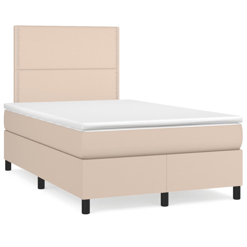 Sommier à lattes de lit matelas cappuccino 120x190cm similicuir