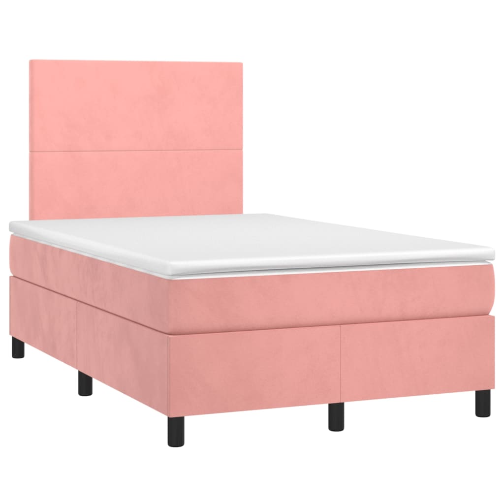 Slatted bed base with pink mattress 120x190 cm velvet