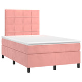 Slatted bed base with pink mattress 120x190 cm velvet