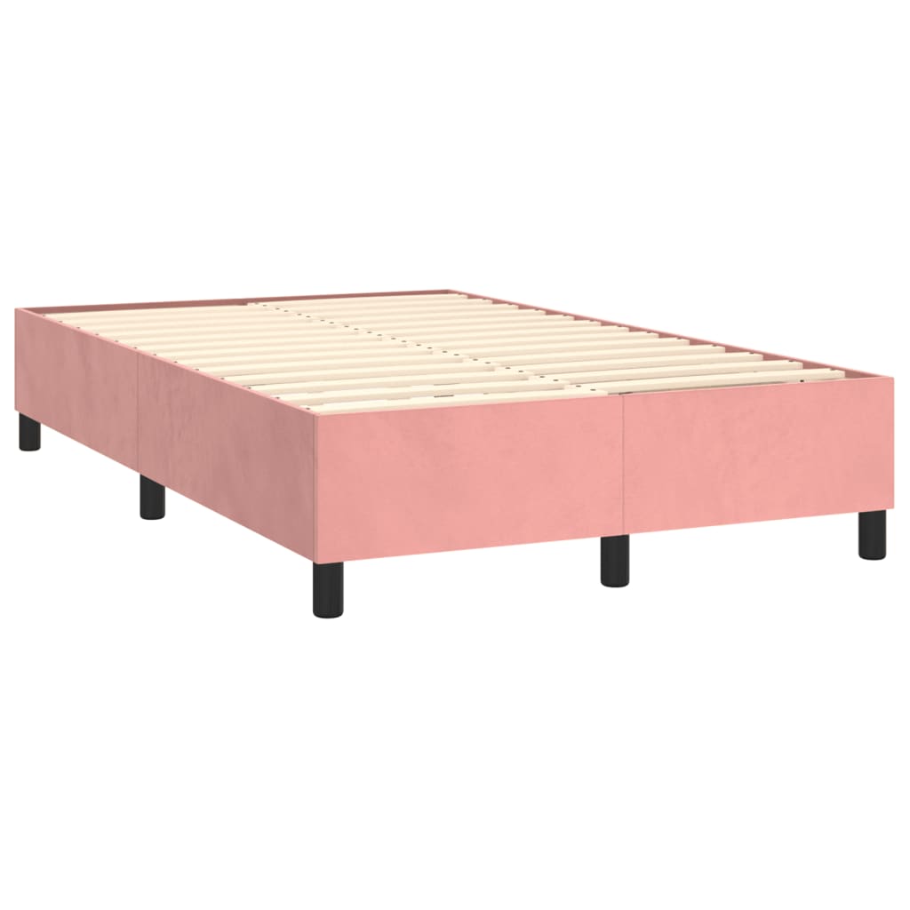 Slatted bed base with pink mattress 120x190 cm velvet