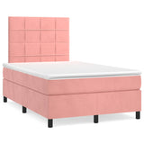 Slatted bed base with pink mattress 120x190 cm velvet