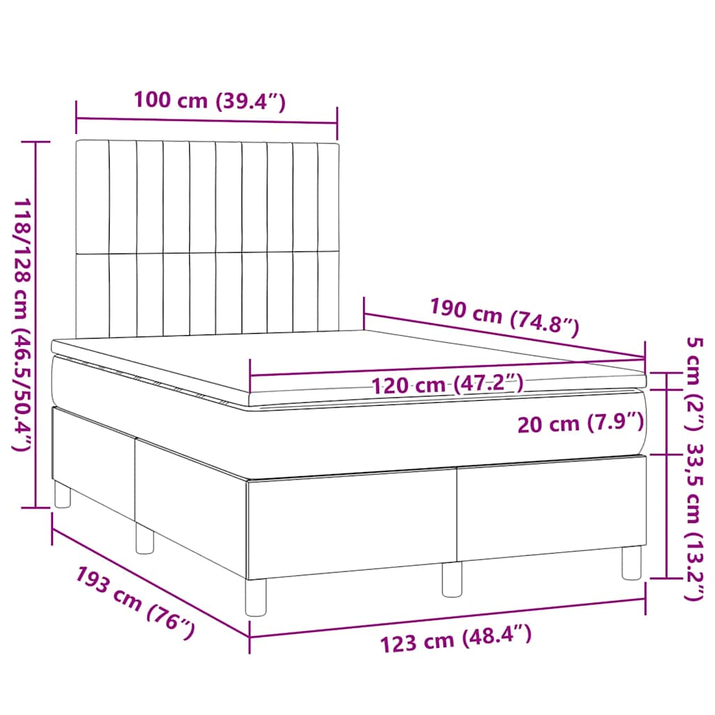 Dark blue slatted bed base and mattress 120x190cm velvet