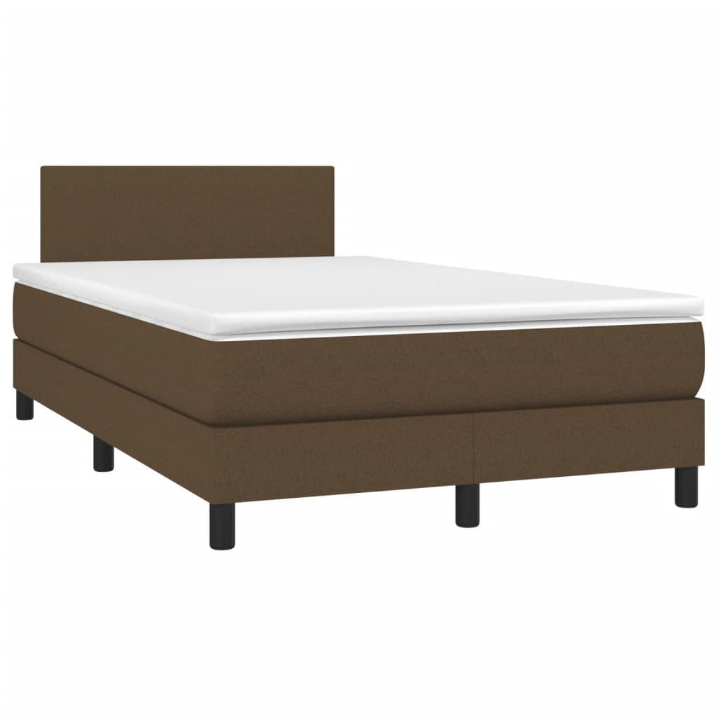 Sommier à lattes de lit matelas et LED marron foncé 120x190 cm