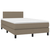 Slatted bed base with mattress and LED taupe 120x190 cm fabric