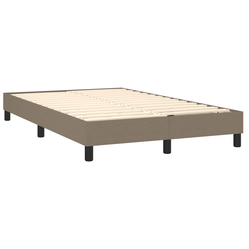 Slatted bed base with mattress and LED taupe 120x190 cm fabric