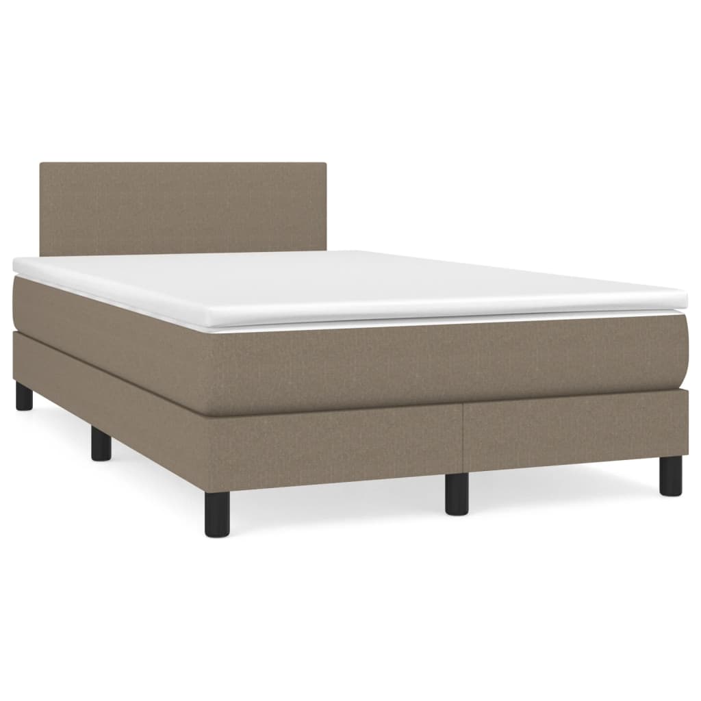 Slatted bed base with mattress and LED taupe 120x190 cm fabric