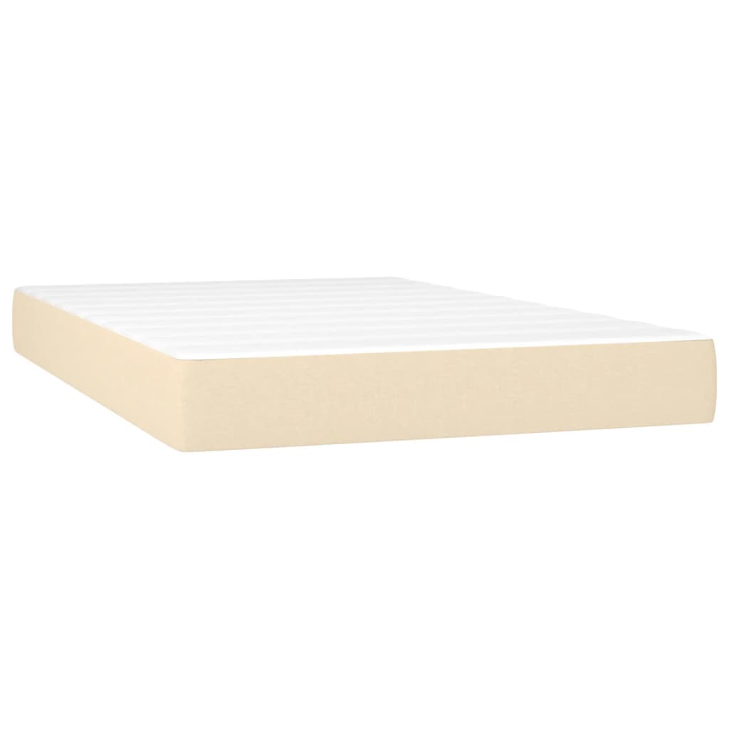 Sommier à lattes de lit matelas et LED crème 120x190 cm tissu