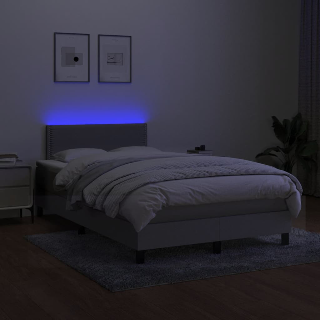 Sommier à lattes de lit matelas LED gris clair 120x190 cm tissu