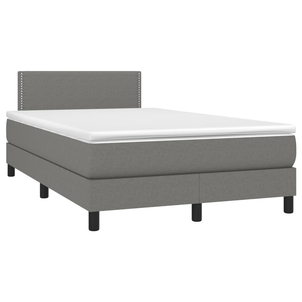 Sommier à lattes de lit matelas LED gris foncé 120x190 cm tissu