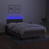 Sommier à lattes de lit matelas et LED taupe 120x190 cm tissu