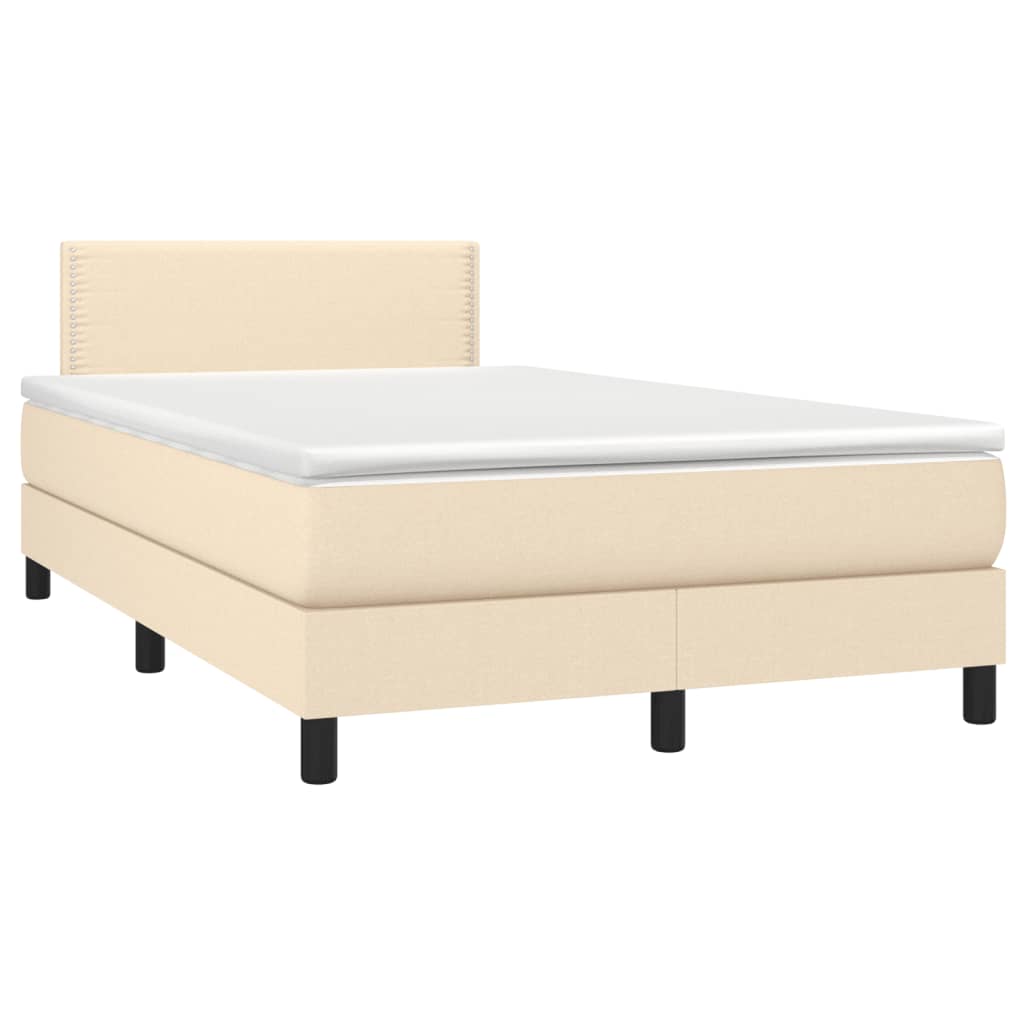 Sommier à lattes de lit matelas et LED crème 120x190 cm tissu