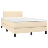 Sommier à lattes de lit matelas et LED crème 120x190 cm tissu