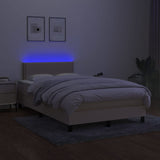 Sommier à lattes de lit matelas et LED crème 120x190 cm tissu