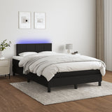 Sommier à lattes de lit matelas et LED noir 120x190 cm tissu