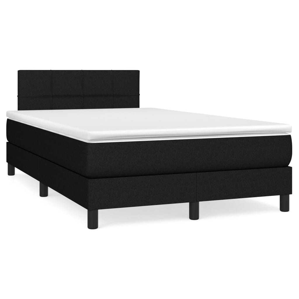 Sommier à lattes de lit matelas et LED noir 120x190 cm tissu