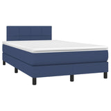 Sommier à lattes de lit matelas et LED bleu 120x190 cm tissu