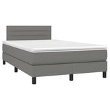 Sommier à lattes de lit matelas LED gris foncé 120x190 cm tissu