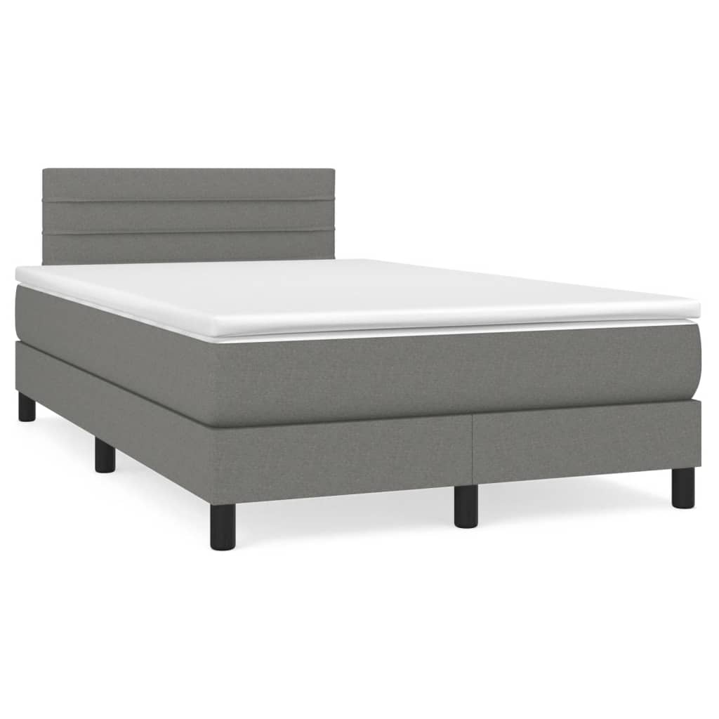 Sommier à lattes de lit matelas LED gris foncé 120x190 cm tissu