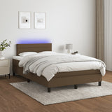 Sommier à lattes de lit matelas et LED marron foncé 120x190 cm