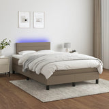 Sommier à lattes de lit matelas et LED taupe 120x190 cm tissu