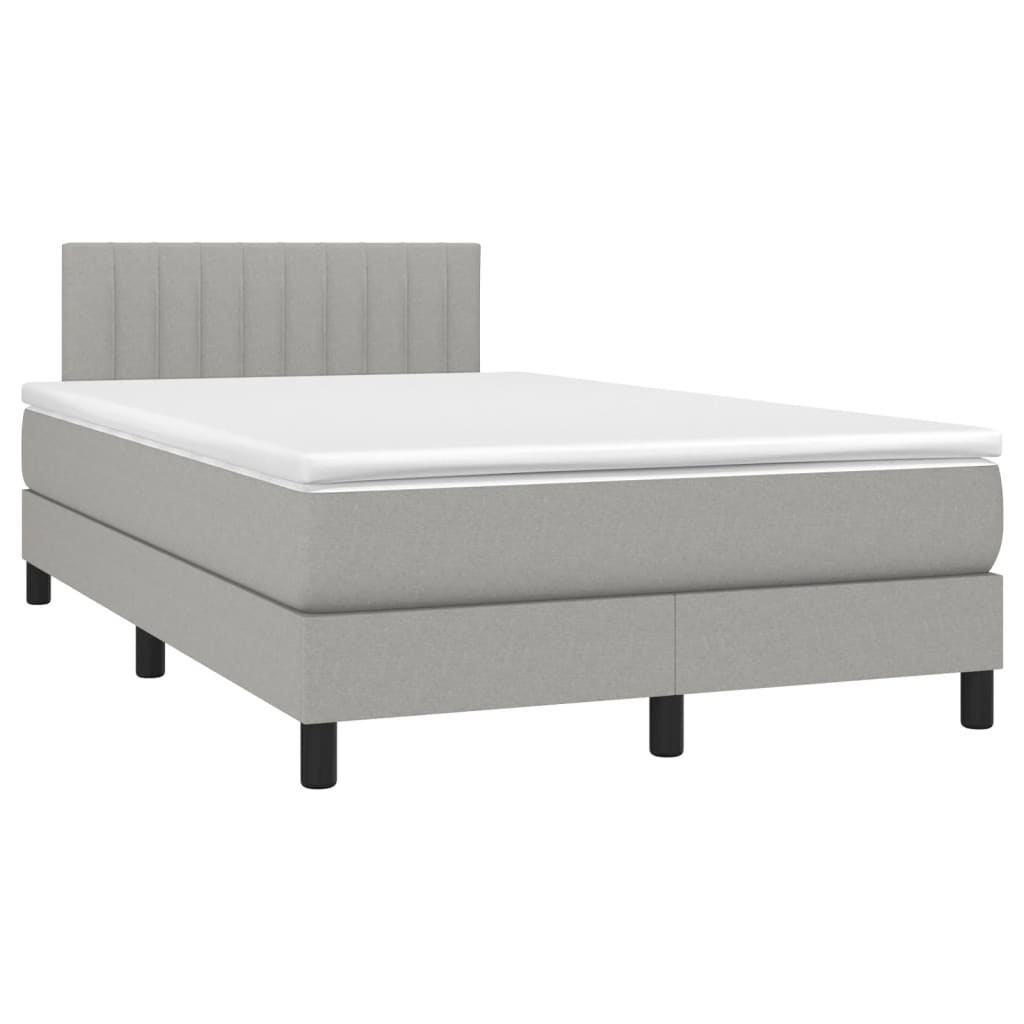 Sommier à lattes de lit matelas LED gris clair 120x190 cm tissu