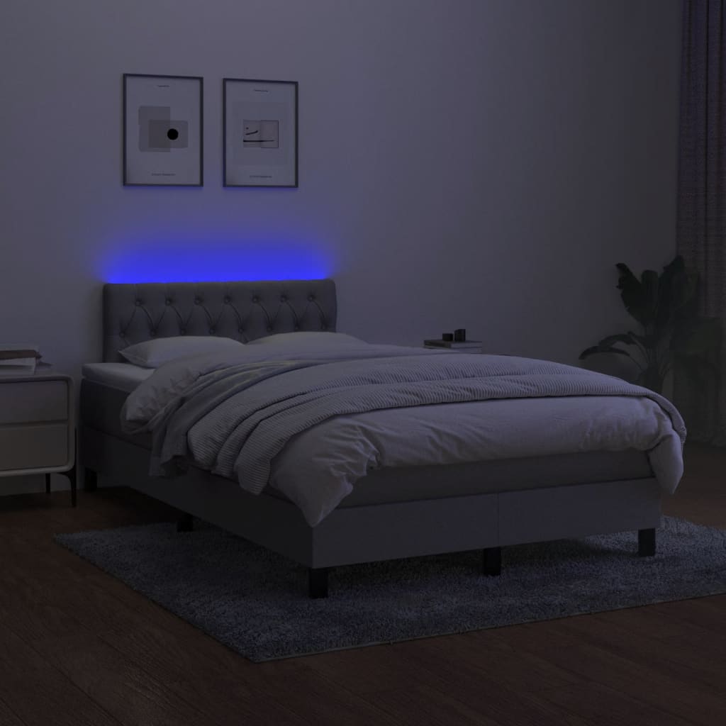 Sommier à lattes de lit matelas LED gris clair 120x190 cm tissu