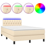 Sommier à lattes de lit matelas et LED crème 120x190 cm tissu