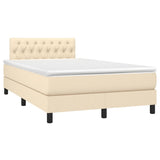 Sommier à lattes de lit matelas et LED crème 120x190 cm tissu