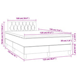 Sommier à lattes de lit matelas et LED crème 120x190 cm tissu