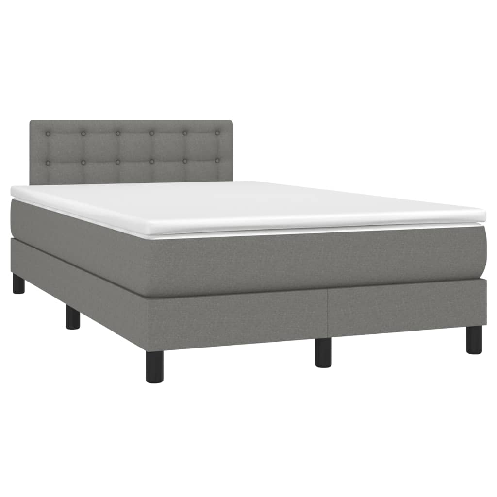 Sommier à lattes de lit matelas LED gris foncé 120x190 cm tissu