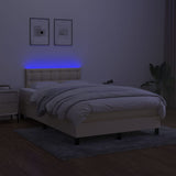 Sommier à lattes de lit matelas et LED crème 120x190 cm tissu