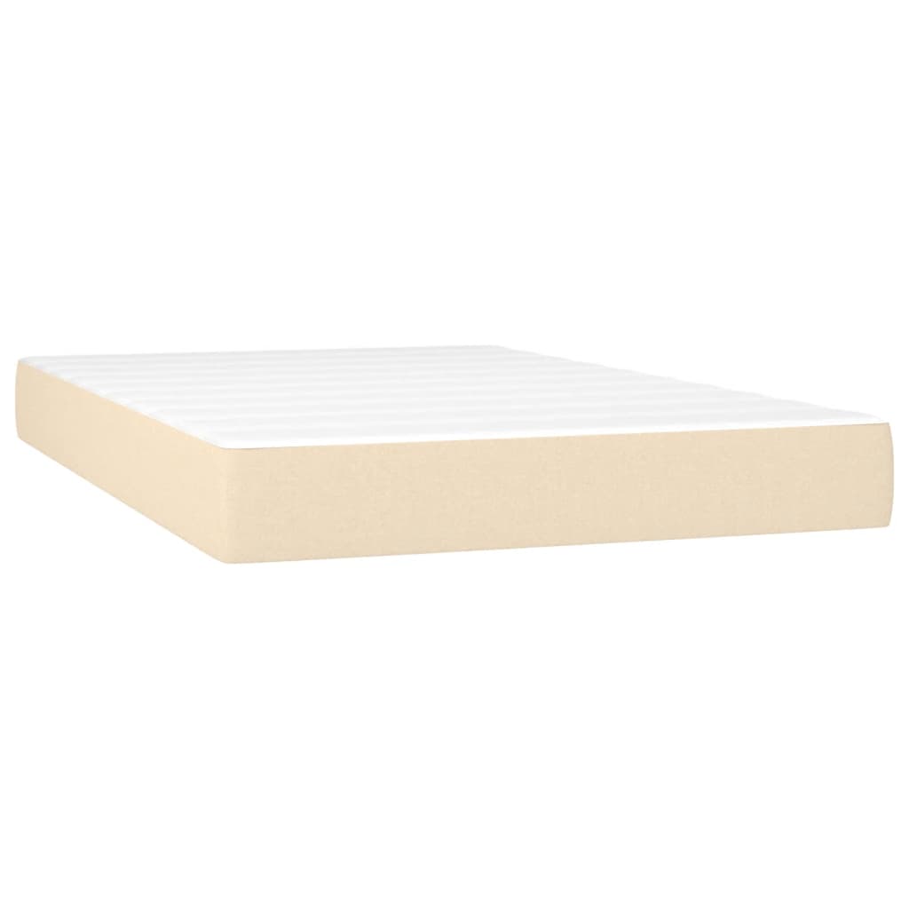 Sommier à lattes de lit matelas et LED crème 120x190 cm tissu