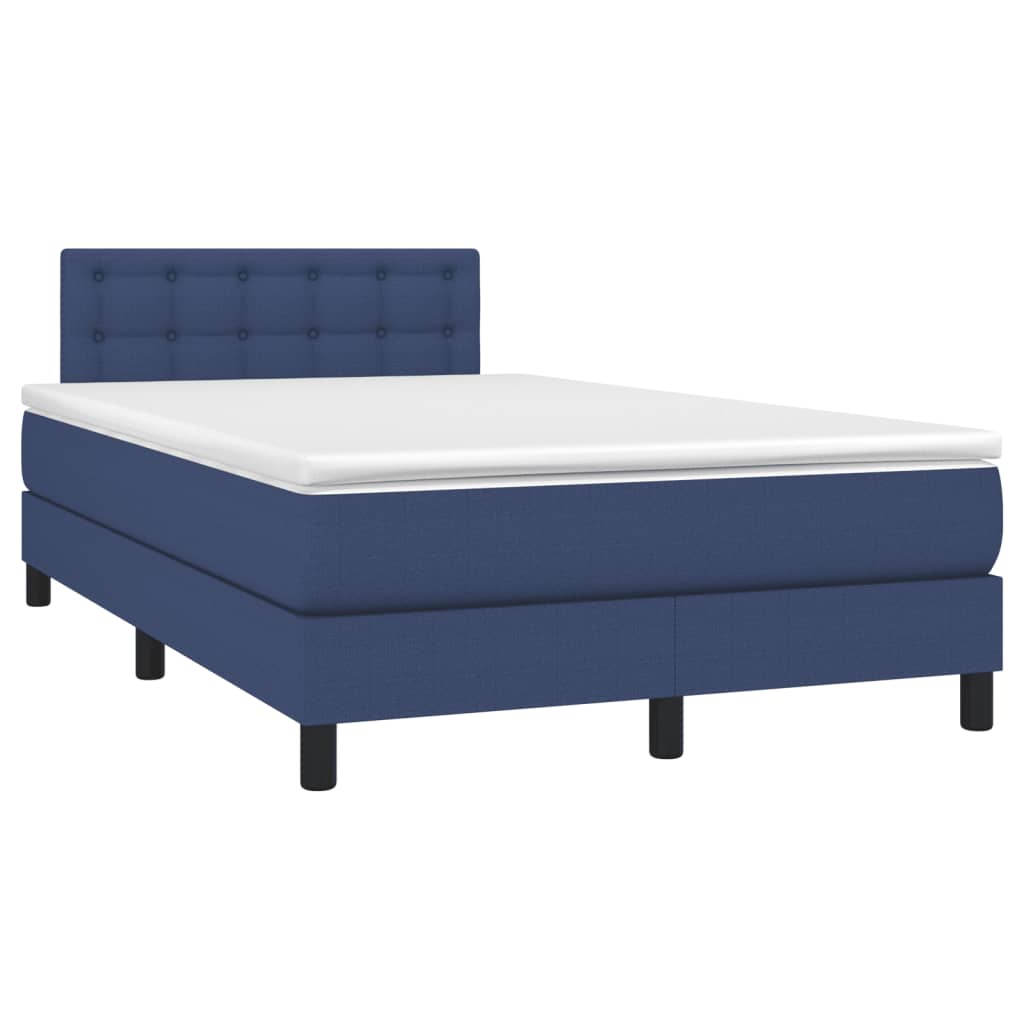 Sommier à lattes de lit matelas et LED bleu 120x190 cm tissu