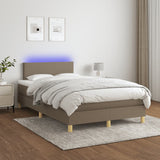 Sommier à lattes de lit matelas et LED taupe 120x190 cm tissu