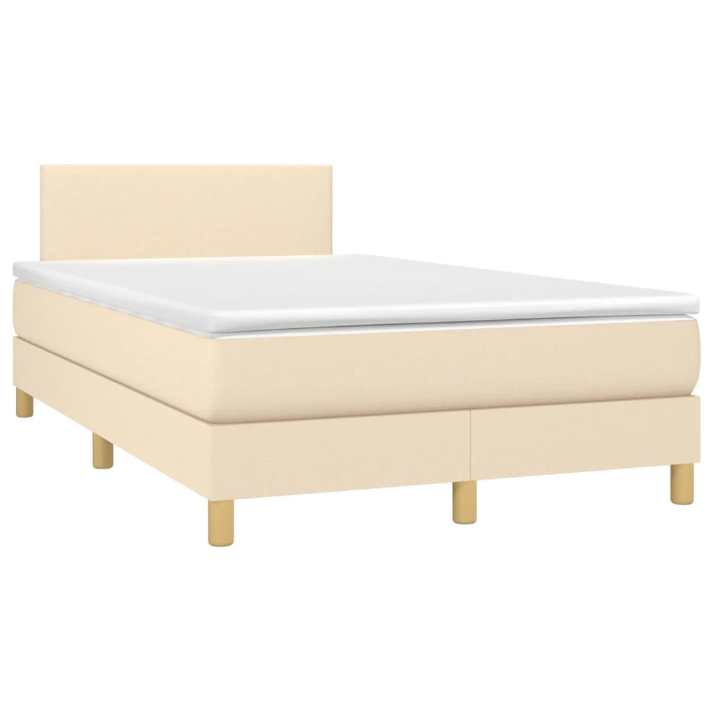 Sommier à lattes de lit matelas et LED crème 120x190 cm tissu