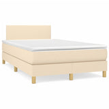 Sommier à lattes de lit matelas et LED crème 120x190 cm tissu