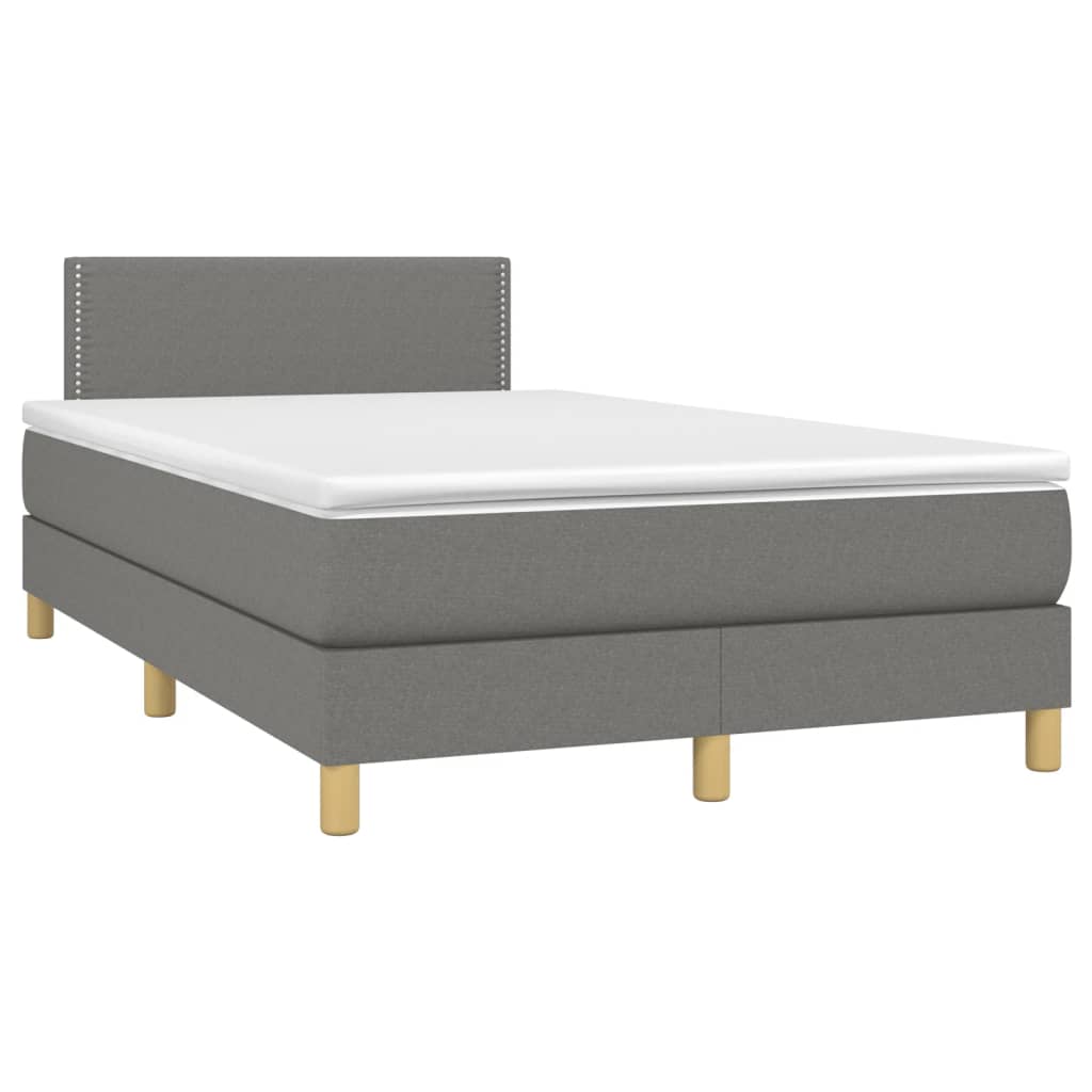 Sommier à lattes de lit matelas LED gris foncé 120x190 cm tissu