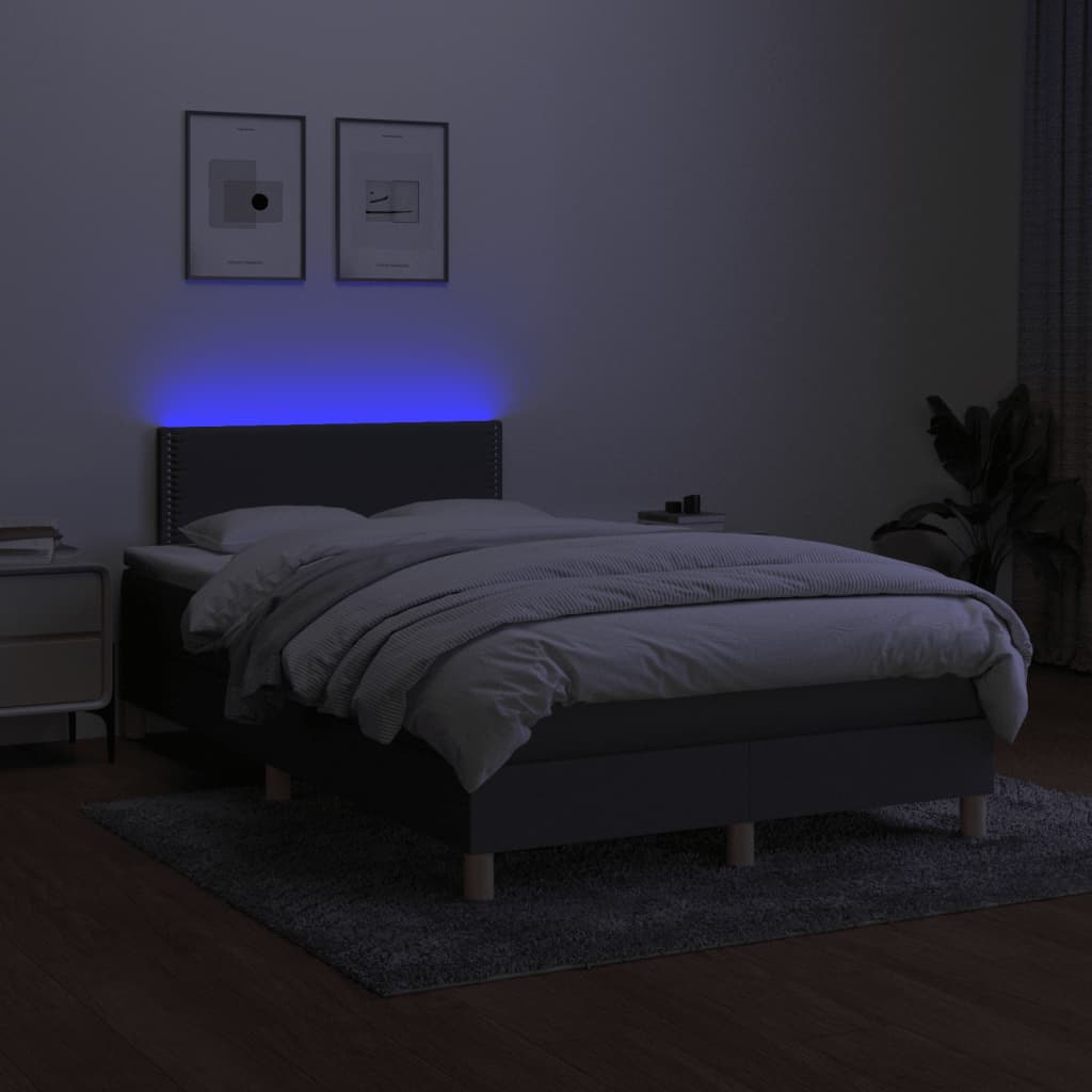 Sommier à lattes de lit matelas LED gris foncé 120x190 cm tissu