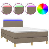 Sommier à lattes de lit matelas et LED taupe 120x190 cm tissu