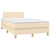 Sommier à lattes de lit matelas et LED crème 120x190 cm tissu