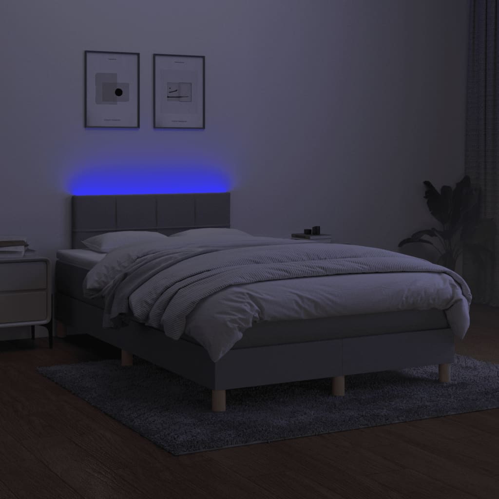 Sommier à lattes de lit matelas LED gris clair 120x190 cm tissu