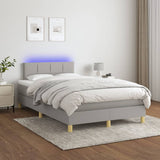 Sommier à lattes de lit matelas LED gris clair 120x190 cm tissu