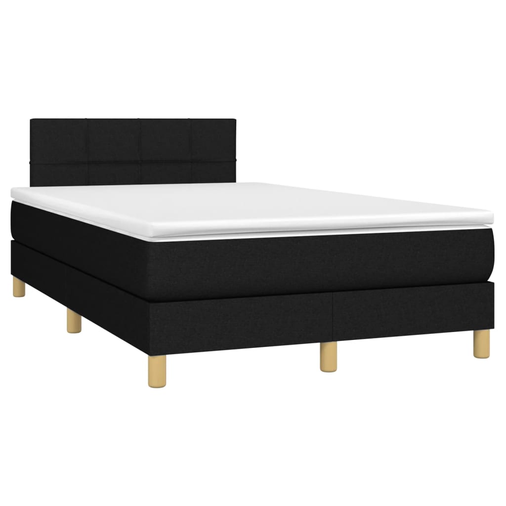 Sommier à lattes de lit matelas et LED noir 120x190 cm tissu