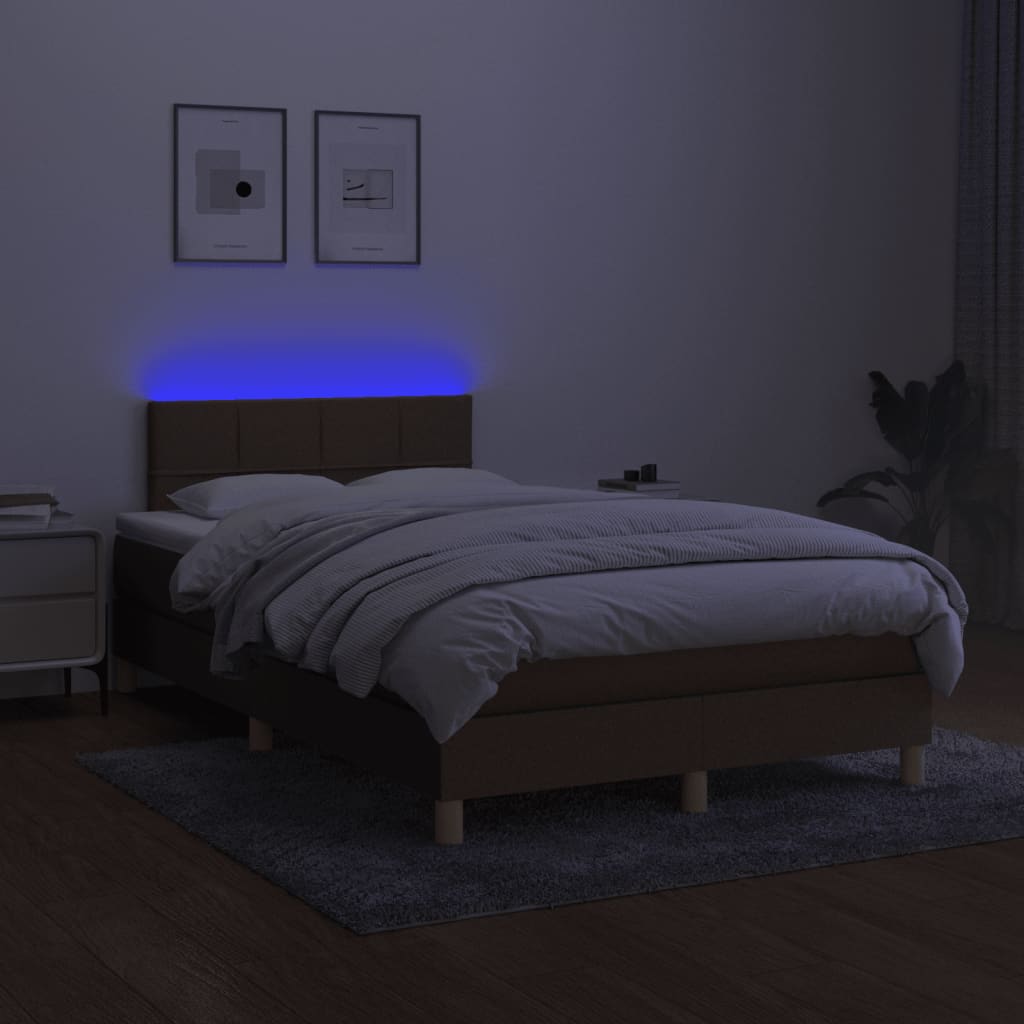 Sommier à lattes de lit matelas et LED marron foncé 120x190 cm